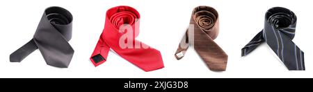 Many different ties isolated on white, set Stock Photo