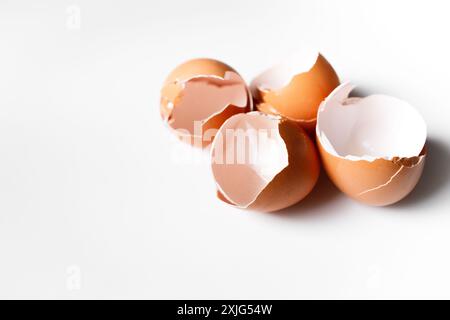 Eggshells on white background Stock Photo