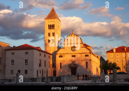 St. Mary's church and Benedictine monastery, and Roman forum in the old town of Zadar in Croatia in Europe Stock Photo