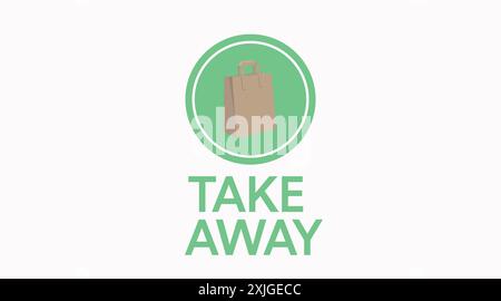Take Away Bag Icon. Vector isolated illustration of a take away paper bag. Take Away Sign Stock Vector