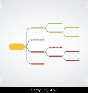 Mind map, flowchart, tree chart with three elements template, mind map infographic, decision map chart. Stock vector illustration isolated on white Stock Vector