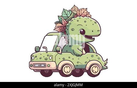 Dinosaur riding a car vector illustration Stock Vector Image & Art - Alamy