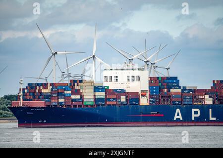 Apl Raffles Entrance to the seaport of Rotterdam, APL Raffles container freighter ...