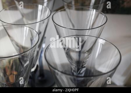 Transparent empty set of champagne glasses Stock Photo