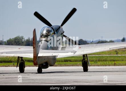 North American P-51 Mustang at Boundary Bay Canada Stock Photo