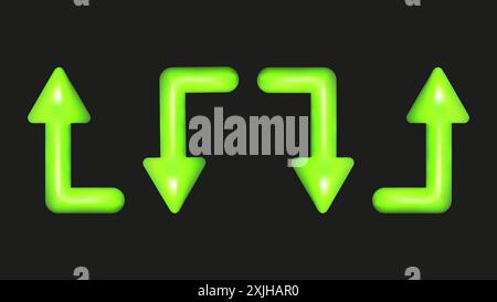 3D plastic elements set isolated abstract shapes. Set of arrows. Geometric shapes are bright saturated colors. Vector. Stock Vector