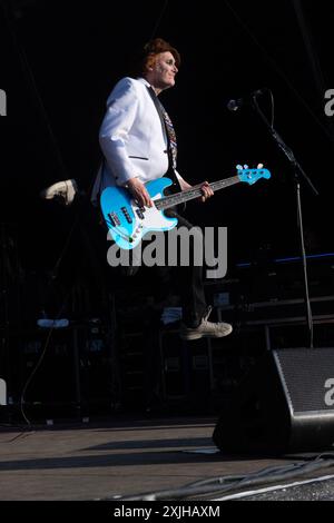 London, UK. 18 Jul 2024. Bassist Nicky Wire of Welsh rock band Manic Street Preachers performs at Alexandra Palace Park. Credit: Justin Ng/Alamy Live News Stock Photo