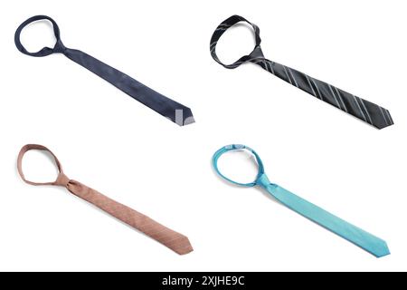 Many different ties isolated on white, set Stock Photo