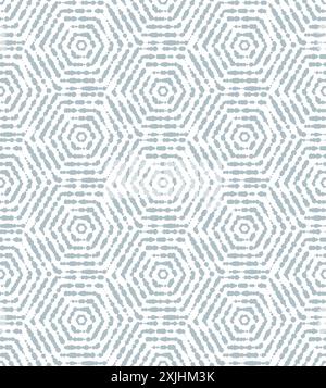 Abstract geometric pattern by hexagons. A seamless background. Blue and white ornament Stock Vector