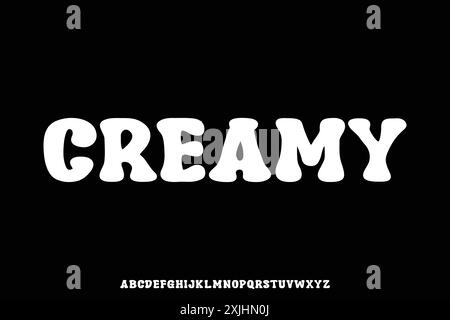 Cute chubby rounded retro style serif alphabet display font vector Stock Vector