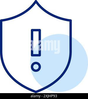 Shield and exclamation mark. Security warning and emergency alert. Pixel perfect, editable stroke vector icon Stock Vector