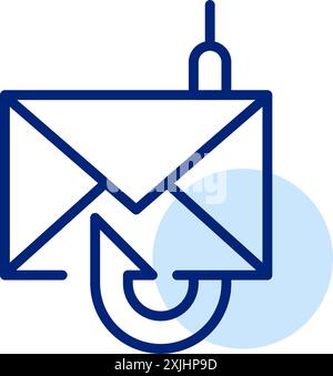 Letter and fishing hook. Phishing email alert. Internet security. Pixel perfect, editable stroke vector icon Stock Vector