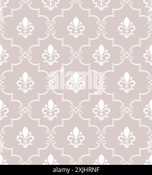 Damask seamless vector pattern. Royal wallpaper. Ornament with royal lily. Stock Vector