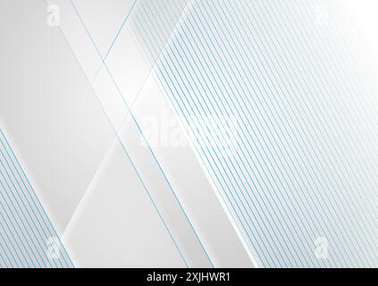 Grey corporate abstract tech background with blue lines. Vector art design Stock Vector