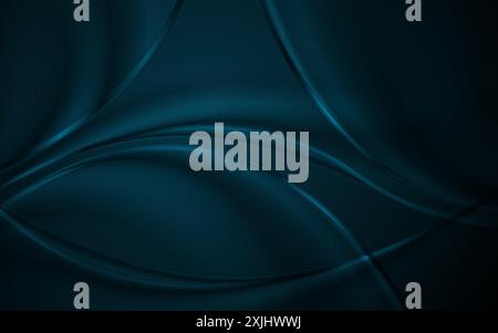 Dark blue smooth glossy waves abstract elegant background. Vector design Stock Vector