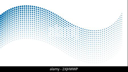 Bright blue minimal dotted lines abstract background. Geometric waves concept vector design Stock Vector