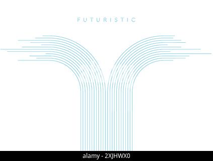 Blue minimal tech wavy lines abstract futuristic background. Vector digital art design Stock Vector
