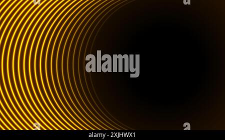Bright orange neon curved lines abstract shiny retro background. Futuristic glowing vector design Stock Vector