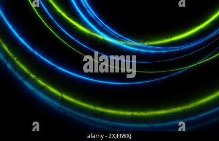 Blue green neon laser circles abstract futuristic grunge background. Vector design Stock Vector
