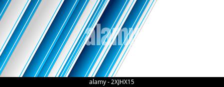 Blue grey stripes abstract geometric corporate background. Vector banner design Stock Vector