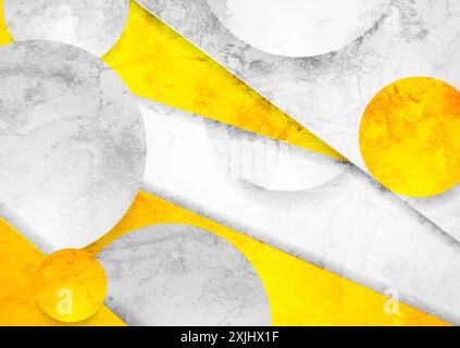 Light grey and yellow grunge abstract background with circles. Vector design Stock Vector