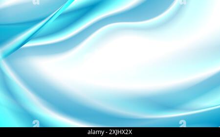 Bright blue smooth glossy waves abstract elegant background. Vector design Stock Vector