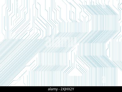 Blue circuit board lines abstract technology geometric background. Futuristic minimal vector design Stock Vector
