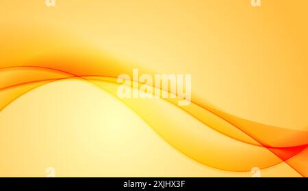Bright orange smooth glossy waves abstract elegant background. Vector design Stock Vector