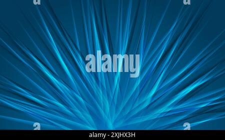Vibrant blue abstract shiny rays modern tech background. Future concept vector art design Stock Vector