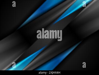 Black and blue glossy stripes abstract corporate background. Vector design Stock Vector