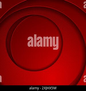 Red geometric circles with dotted lines abstract background. Tech minimal vector design Stock Vector