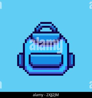 Vector Illustration of school bag with Pixel Art Design, perfect for game assets themed designs Stock Vector