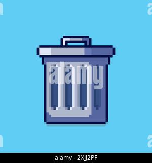 Vector Illustration of trash can with Pixel Art Design, perfect for game assets themed designs Stock Vector