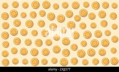 Orange slices on a light pastel green background. Vector illustration Stock Vector