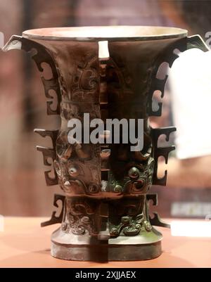 Chinese, Ritual wine vessel, zun. Bronze, late Shang, early Western ...