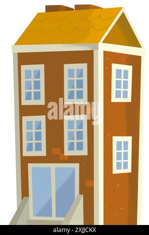 cartoon scene with modern skyscraper isolated on white background ...