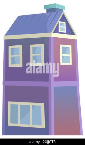 cartoon scene with modern skyscraper isolated on white background ...
