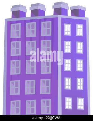 cartoon scene with modern skyscraper isolated on white background ...