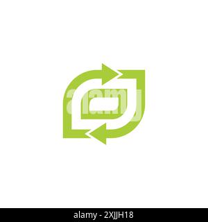 green leaf circle arrows recycle symbol geometric vector Stock Vector