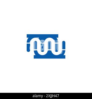 letter mw curves negative space logo vector Stock Vector