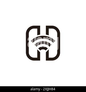 letter h signal stripes simple geometric logo vector Stock Vector