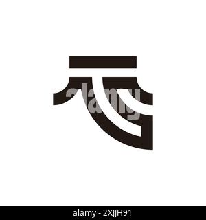 letter t stripes curves geometric line logo vector Stock Vector