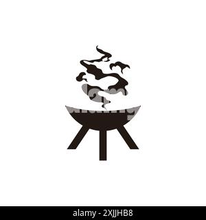 barbecue grill smoke simple abstract logo vector Stock Vector