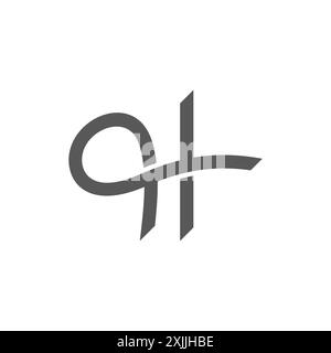 letter h curves loop ribbon simple logo vector Stock Vector