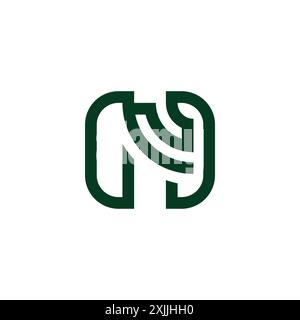 letter hn stripes linked geometric line logo vector Stock Vector