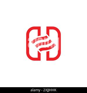 letter h waving flag simple geometric logo vector Stock Vector