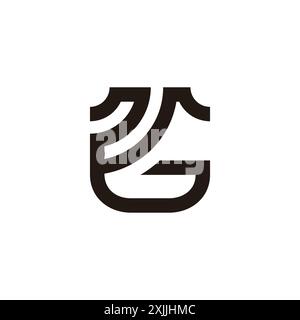 letter gt simple geometric curves logo vector Stock Vector