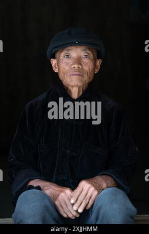 Hmong man in Bac Ha, Lao Cai Province in Northern Vietnam Stock Photo