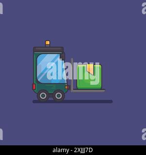 Forklift truck taking boxes. Vector illustration in flat style. Stock Vector