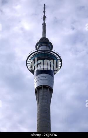 Auckland, North Island, New Zealand - Sky Tower, the prominent landmark and tourist attraction of the city, a telecommunications and observation tower Stock Photo